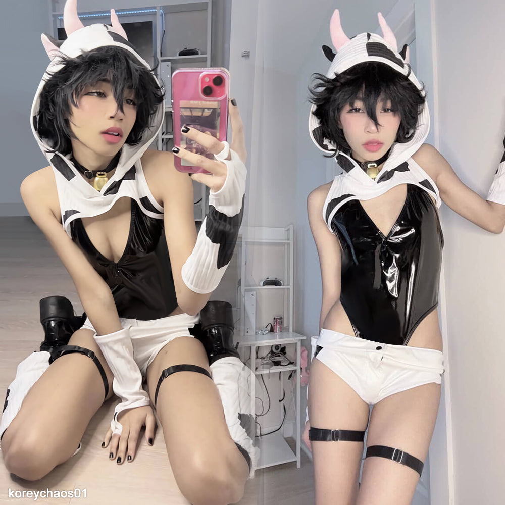 Pre-Order  Cow Bodysuit (7-Piece Set）  AS42