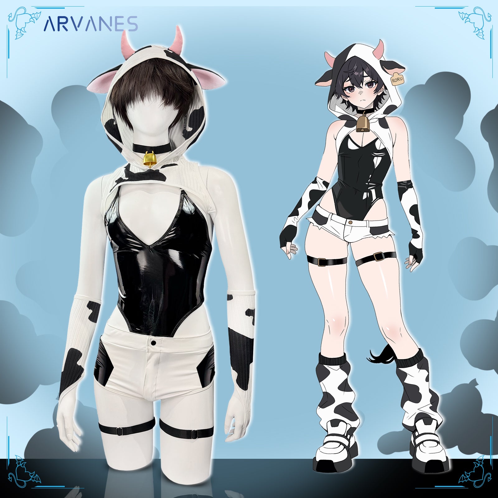 Pre-Order  Cow Bodysuit (7-Piece Set）  AS42